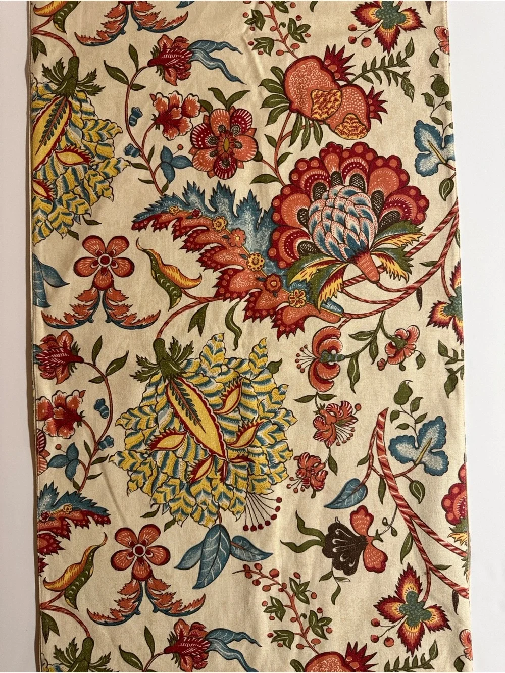 Pottery Barn Retired 18”x 108” Palampore Cream Table Runner w/ Botanical Print